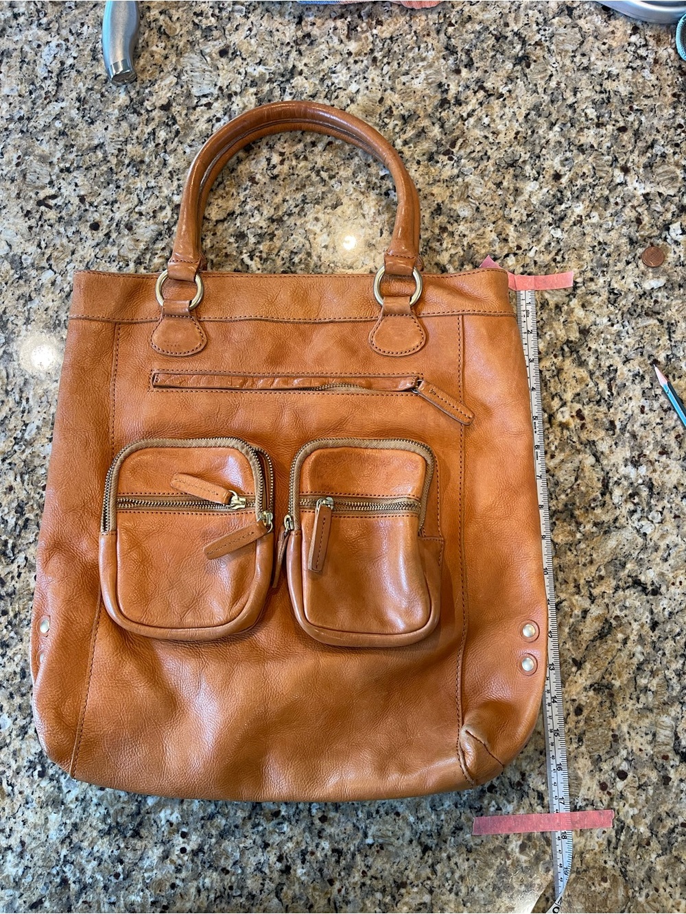 Vintage 2000s JCrew Cognac Leather Tote - Picture 5 of 6